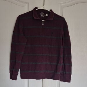 Polo by Ralph Lauren Boys' Maroon Zip-Front Striped Pullover